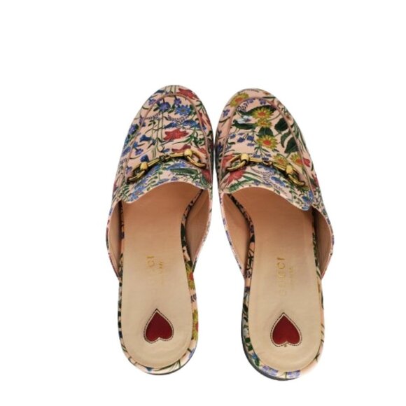 Gucci Floral Canvas Princetown Horsebit Mules Loafers - Picture 4 of 10